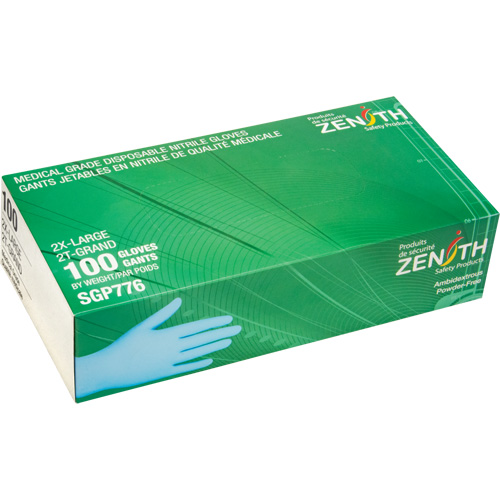 Puncture-Resistant Medical-Grade Disposable Gloves, 2X-Large, Nitrile, 4.5-mil, Powder-Free, Blue, Class 2 Planification Entrepots Molloy