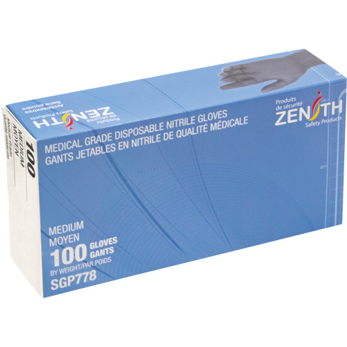 Gants jetables de calibre m&eacute;dical r&eacute;sistants &agrave; la perforation, Moyen, Nitrile, 5 mils, Sans poudre, Noir, Classe 2 Planification Entrepots Molloy