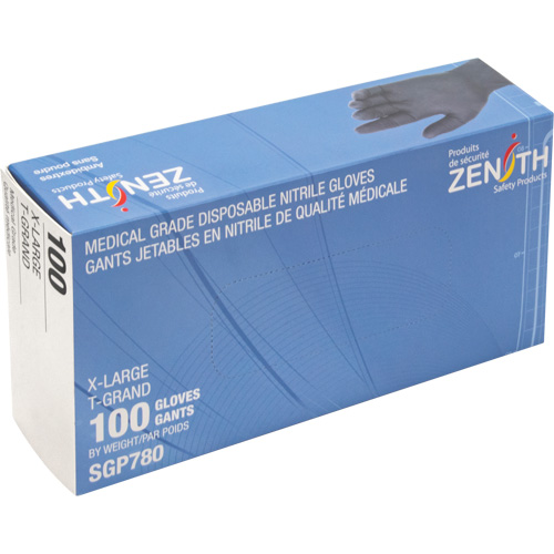 Puncture-Resistant Medical-Grade Disposable Gloves, X-Large, Nitrile, 5-mil, Powder-Free, Black, Class 2 Planification Entrepots Molloy