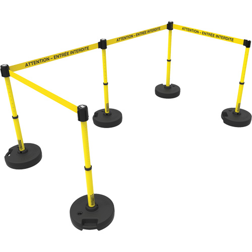 Plus Barrier Post Set, Plastic, 42" H, Yellow Tape, 15' Tape Length Planification Entrepots Molloy