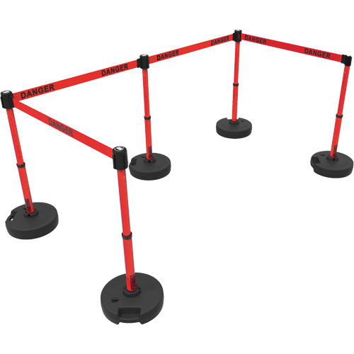 Plus Barrier Post Set, Plastic, 42" H, Red Tape, 15' Tape Length Planification Entrepots Molloy