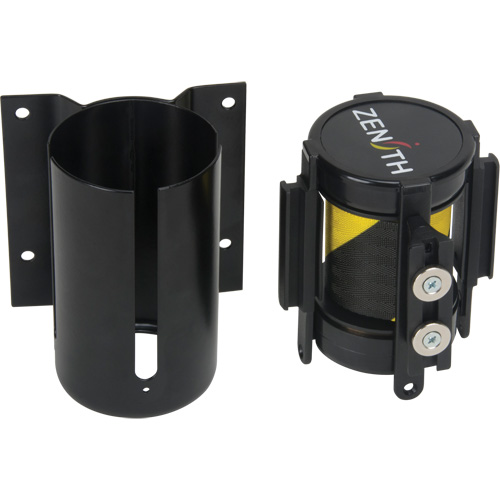 Wall Mount Barrier with Magnetic Tape, Steel, Screw Mount, 7', Black and Yellow Tape Planification Entrepots Molloy