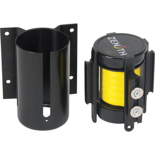 Wall Mount Barrier with Magnetic Tape, Steel, Screw Mount, 7', Yellow Tape Planification Entrepots Molloy