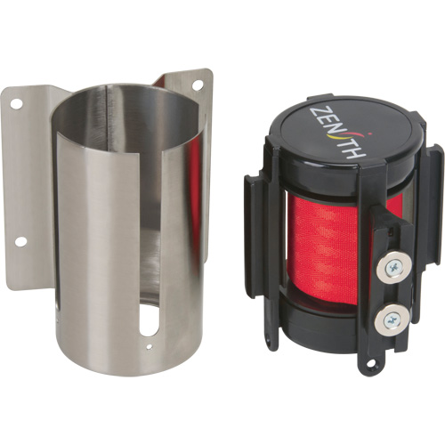 Wall Mount Barrier with Magnetic Tape, Steel, Screw Mount, 7', Red Tape Planification Entrepots Molloy