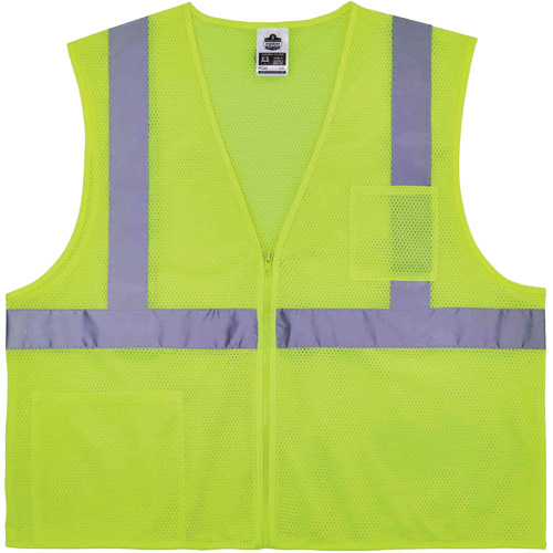 GloWear 8256Z Self-Extinguishing Safety Vest, High Visibility Lime-Yellow, Medium/Small, Polyester Planification Entrepots Molloy