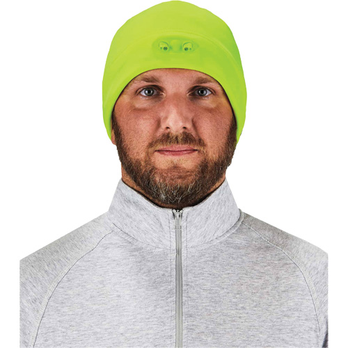 Bonnet N-Ferno &agrave; lumi&egrave;res DEL, Taille unique, Vert lime haute visibilit&eacute; Planification Entrepots Molloy