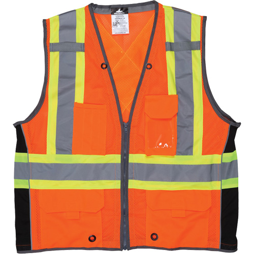 Surveyor Safety Vest, High Visibility Orange, Large, Polyester Planification Entrepots Molloy