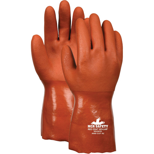 Gants r&eacute;sistant aux coupures Redcoat, Taille 2T-Grand, Rev&ecirc;tement PVC, Enveloppe en Kevlar, ASTM ANSI niveau A2/EN 388 niveau 3 Planification Entrepots Molloy