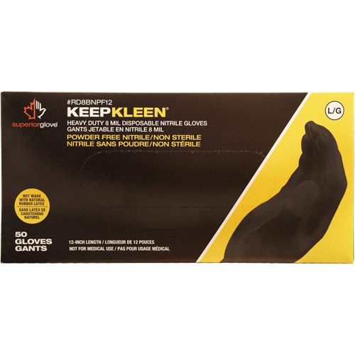 Gants jetables KeepKleen, Petit, Nitrile, 8 mils, Sans poudre, Noir Planification Entrepots Molloy