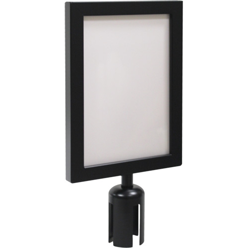 Cadre d'enseigne pour poteau de barri&egrave;re pour le contr&ocirc;le des foules, Noir Planification Entrepots Molloy