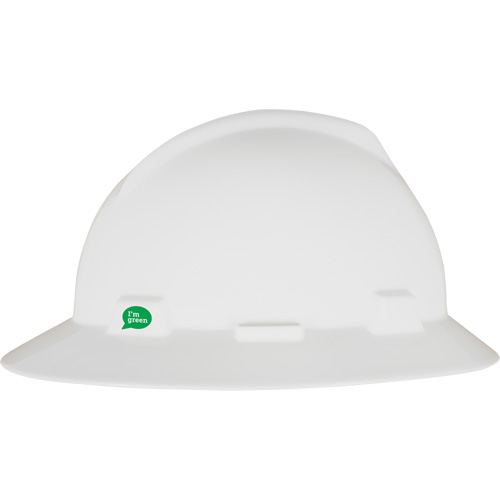 Casque de s&eacute;curit&eacute; &agrave; bord complet V-Gard GREEN avec fentes, R&eacute;pond aux normes CSA type 1, Suspension Rochet Planification Entrepots Molloy