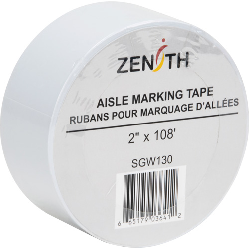 Aisle Marking Tape, 2" x 108', PVC, White Planification Entrepots Molloy