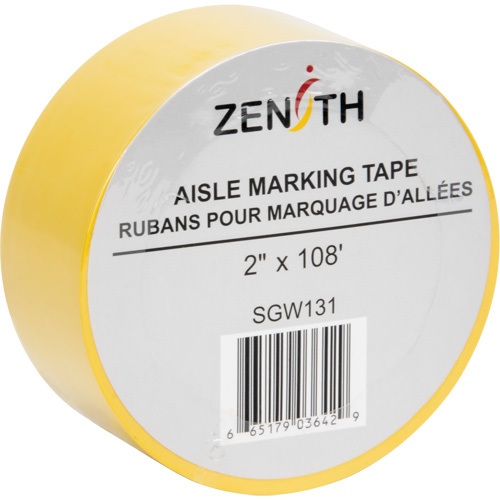 Aisle Marking Tape, 2" x 108', PVC, Yellow Planification Entrepots Molloy
