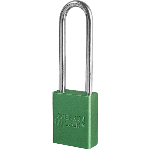 Cadenas de s&eacute;curit&eacute; American Lock, Vert, Cl&eacute;s diff&eacute;rentes, Aluminium, Largeur de 1-1/2" Planification Entrepots Molloy