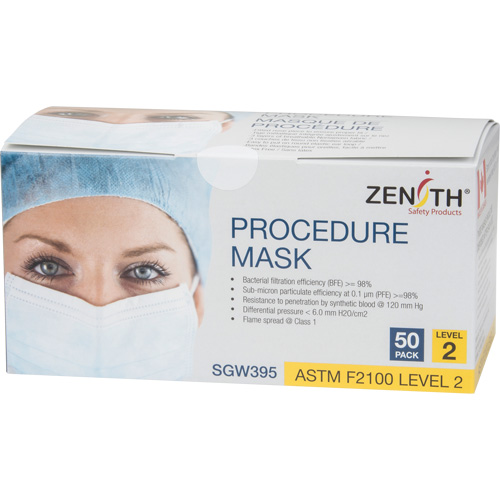 Masques d'intervention jetables, ASTM F2100 Niveau 2, Classe 1 Planification Entrepots Molloy