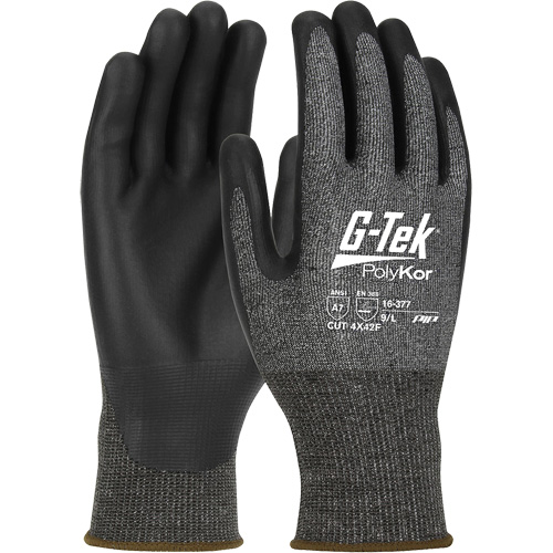 Gants r&eacute;sistants aux coupures G-Tek PolyKor X7, Taille Petit, Calibre 18, Rev&ecirc;tement Polyur&eacute;thane, Enveloppe en Poly&eacute;thyl&egrave;ne, ASTM ANSI niveau A7/EN 388 niveau F Planification Entrepots Molloy