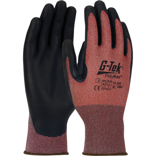 Gants r&eacute;sistants aux coupures G-Tek PolyKor X7 Neuroma, Petit, Calibre 18, Rev&ecirc;tement Polyur&eacute;thane, ASTM ANSI niveau A3/EN 388 niveau C Planification Entrepots Molloy