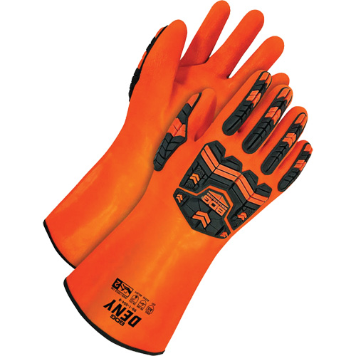 Deny Chemical Resistant Gloves, Size 9, 14" L, PVC, Terry Cloth Inner Lining Planification Entrepots Molloy