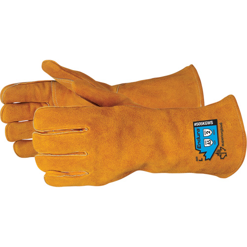 Gants de soudure de luxe r&eacute;sistants aux coupures Endura, Cuir de vache refendu, Taille Petit Planification Entrepots Molloy