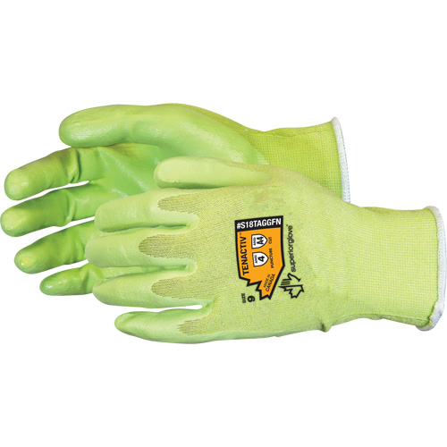 Composite Filament Fiber Cut-Resistant Hi-Viz Glove, Size 5, 18 Gauge, Foam Nitrile Coated, TenActiv Shell, ANSI/ISEA 105 Level 4 Planification Entrepots Molloy