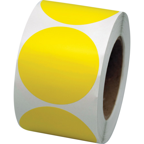 Coloured Marking Dots, Circle, 3" L x 3" W, Yellow, Vinyl Planification Entrepots Molloy