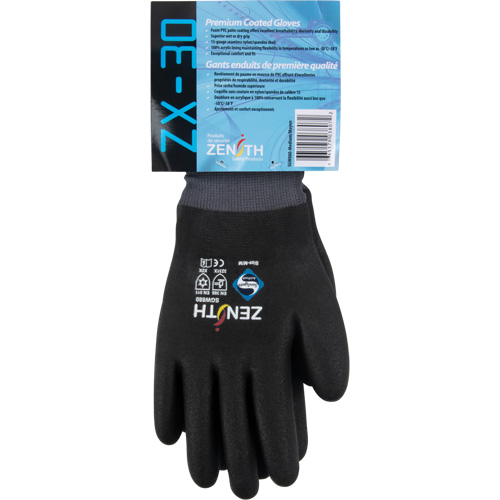 ZX-30° Premium Coated Gloves, Medium, Foam PVC Coating, 15 Gauge, Nylon Shell Planification Entrepots Molloy