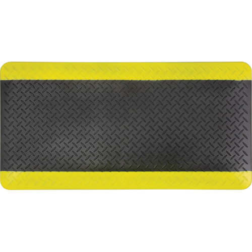 Tapis antifatigue, Losange, 1-2/3' x 3-1/4' x 3/4", Noir/Jaune, Polyur&eacute;thane Planification Entrepots Molloy