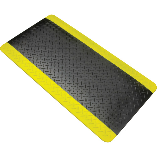 Tapis antifatigue, Losange, 1-2/3' x 3-1/4' x 3/4", Noir/Jaune, Polyur&eacute;thane Planification Entrepots Molloy