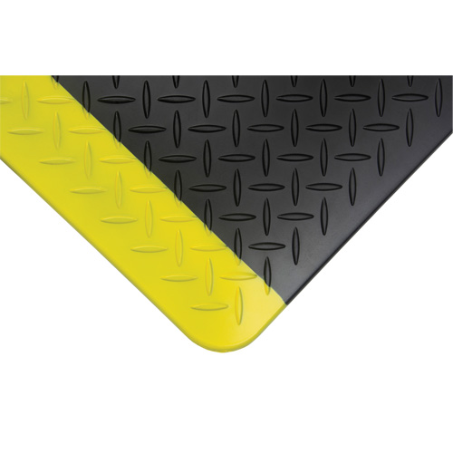 Tapis antifatigue, Losange, 1-2/3' x 3-1/4' x 3/4", Noir/Jaune, Polyur&eacute;thane Planification Entrepots Molloy