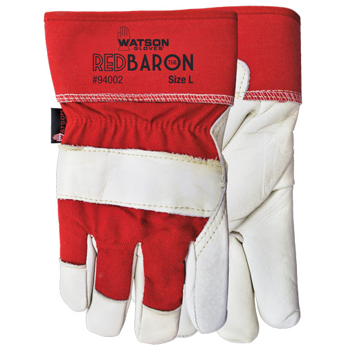 Gants d'ajusteur Red Baron, Grand, Paume en Cuir fleur de vache, Doublure en Tissu-laine Planification Entrepots Molloy
