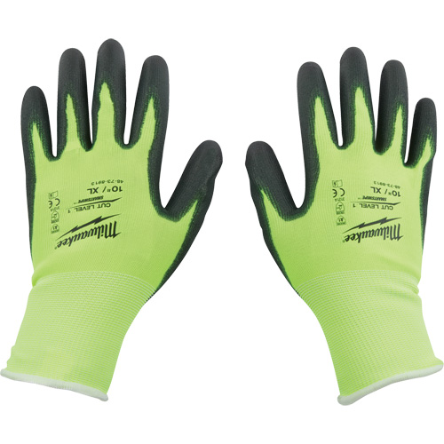 Gants &agrave; haute visibilit&eacute; enduits par trempage, Taille Moyen, Calibre 15, Rev&ecirc;tement Polyur&eacute;thane, Enveloppe en Poly&eacute;thyl&egrave;ne, ASTM ANSI niveau A1 Planification Entrepots Molloy