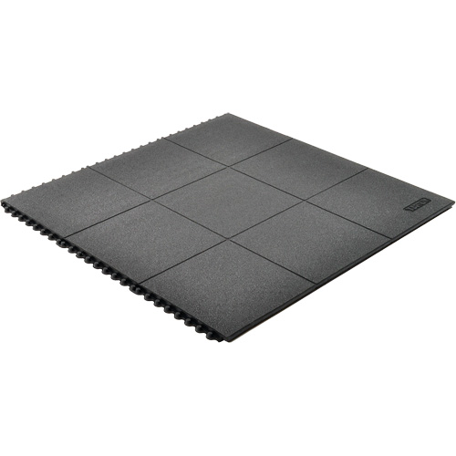 Tapis antifatigue &agrave; imbrication Cushion-Ease, Rugueux, 3' x 3' x 3/4", Noir, Caoutchouc naturel Planification Entrepots Molloy