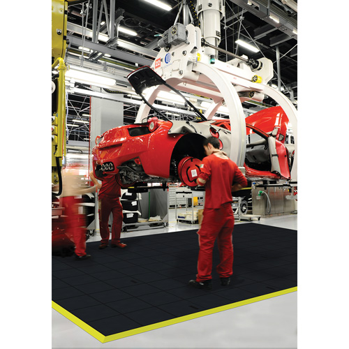 Tapis antifatigue &agrave; imbrication Cushion-Ease, Rugueux, 3' x 3' x 3/4", Noir, Caoutchouc naturel Planification Entrepots Molloy