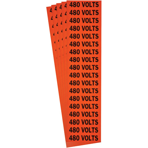 "480 Volts" Conduit & Voltage Labels, 1/2" x 2-1/4", Cloth/Vinyl, English Planification Entrepots Molloy