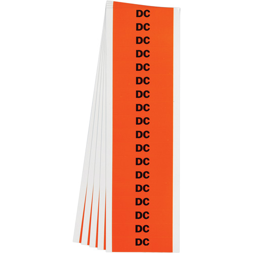 "DC" Conduit & Voltage Labels, 1/2" x 2-1/4", Cloth/Vinyl, English Planification Entrepots Molloy