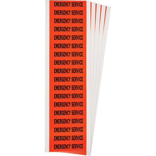 "Emergency Service" Conduit & Voltage Labels, 1/2" x 2-1/4", Cloth/Vinyl, English Planification Entrepots Molloy