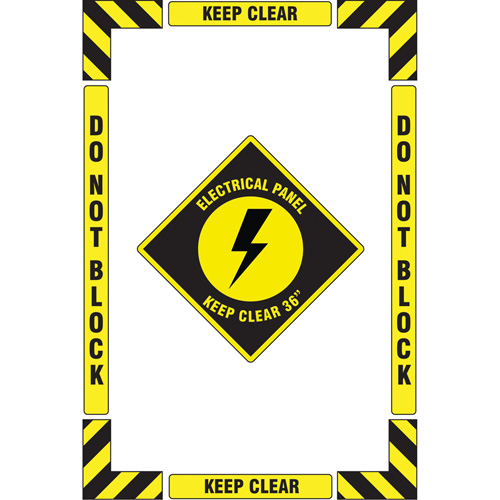 "Electrical Panel" Floor Marking Kit, Adhesive, English with Pictogram Planification Entrepots Molloy