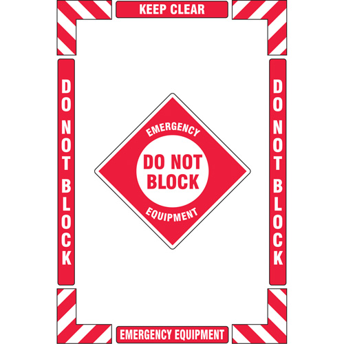 Trousse de marquage du sol ?Emergency Equipment? (&eacute;quipement durgence), Adh&eacute;sif, Anglais avec pictogramme Planification Entrepots Molloy