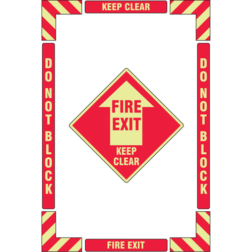 Trousse de marquage du sol ?Fire Exit? (sortie de secours), Adh&eacute;sif, Anglais avec pictogramme Planification Entrepots Molloy