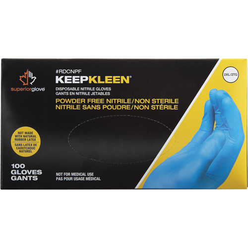 Gants jetables KeepKleen, Petit, Nitrile, 2,8 mil, Sans poudre, Bleu Planification Entrepots Molloy