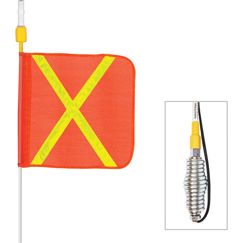 Safety Whip&reg; All-Weather Super-Duty Warning Whips with Constant LED Light, Spring Mount, 5' High, Orange with Reflective Planification Entrepots Molloy