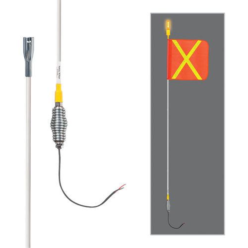 Safety Whip&reg; All-Weather Super-Duty Warning Whips with Constant LED Light, Spring Mount, 5' High, Orange with Reflective Planification Entrepots Molloy