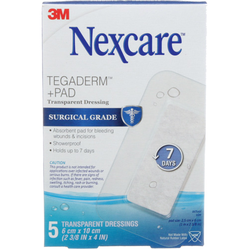 Nexcare Tegaderm + Pad Transparent Dressing, Rectangular/Square, 4", Plastic, Sterile Planification Entrepots Molloy