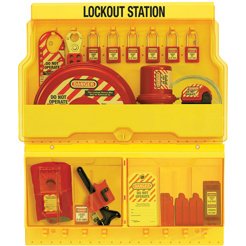 Standard Valve & Electrical Deluxe Lockout Station, Thermoplastic Padlocks, 32 Padlock Capacity, Padlocks Included Planification Entrepots Molloy