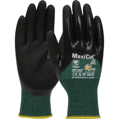 ATG MaxiCut&reg; Oil Cut-Resistant Gloves, Size Large, 15 Gauge, Nitrile Coated, Engineered Yarn Shell, ASTM ANSI Level A2/EN 388 Level 3/EN 388 Level B Planification Entrepots Molloy