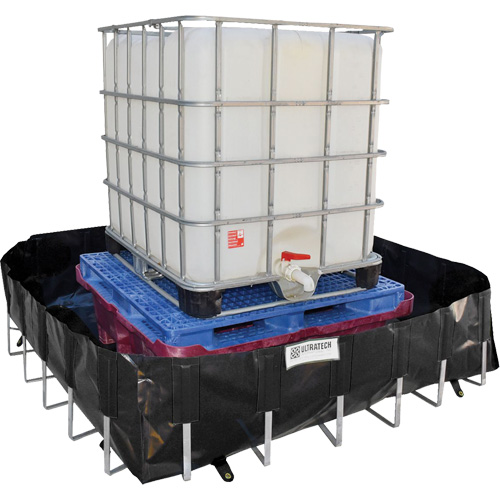 Berme de confinement des d&eacute;versements Ultra-IBC Berm, Capacit&eacute; 400 gal. US, 6' la x 6' lo x 18" h, Support en L Planification Entrepots Molloy