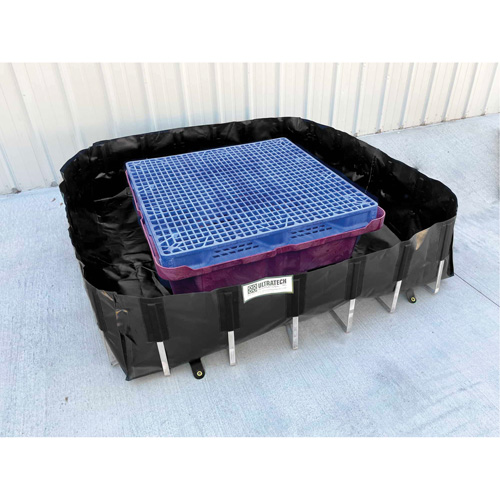 Berme de confinement des d&eacute;versements Ultra-IBC Berm, Capacit&eacute; 400 gal. US, 6' la x 6' lo x 18" h, Support en L Planification Entrepots Molloy