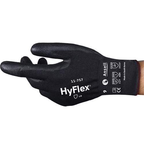 Gants r&eacute;sistant aux coupures Hyflex 11-757, Taille 8, Calibre 18, Rev&ecirc;tement Polyur&eacute;thane, Enveloppe en Intercept, ASTM ANSI niveau A7/EN 388 niveau F Planification Entrepots Molloy