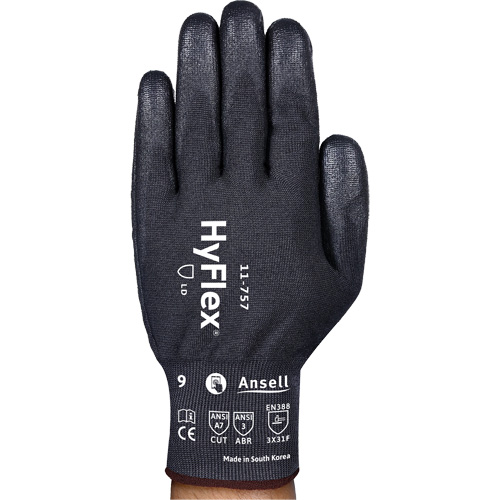 Gants r&eacute;sistant aux coupures Hyflex 11-757, Taille 8, Calibre 18, Rev&ecirc;tement Polyur&eacute;thane, Enveloppe en Intercept, ASTM ANSI niveau A7/EN 388 niveau F Planification Entrepots Molloy