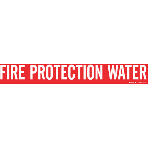 Marqueur de tuyau Fire Protection Water, Autocollant, 2-1/4" h x 14" la, Blanc/rouge Planification Entrepots Molloy